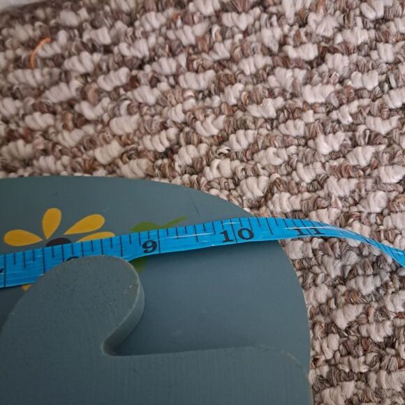 Blue Painted Wooden Resting Cat Decor Folk Art - Picture 7 of 7